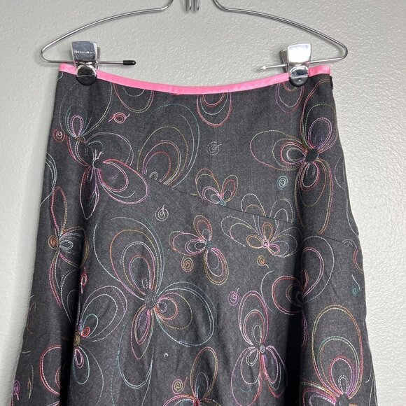 Tibi Retro Large Floral Stitch Embroidered A-Line Skirt Lined Wool Blend 2 - Picture 2 of 7